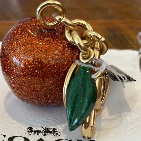πππCoach Sparkling Orange Fruit Keychain Bag charm πππ NWT πππ - Picture 1 of 16